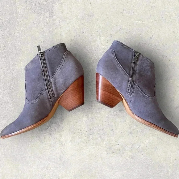Frye Womens Reina Jea Western Ankle Boots Nubuck Leather Gray Zip Up Size 9.5 - Picture 8 of 13
